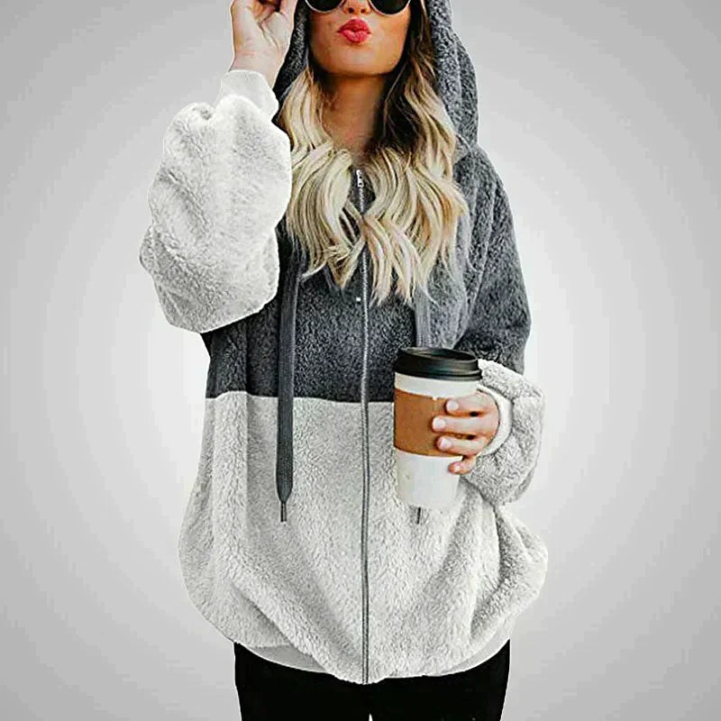 Genevra | Women's Cozy Two-Tone Plush Hoodie photo