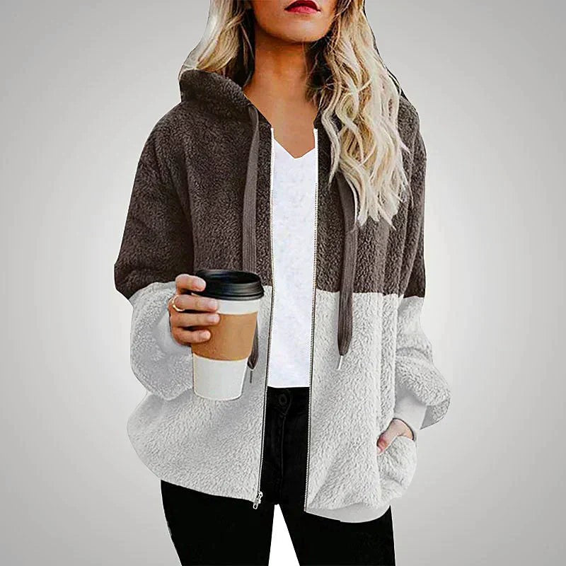 Genevra | Women's Cozy Two-Tone Plush Hoodie photo