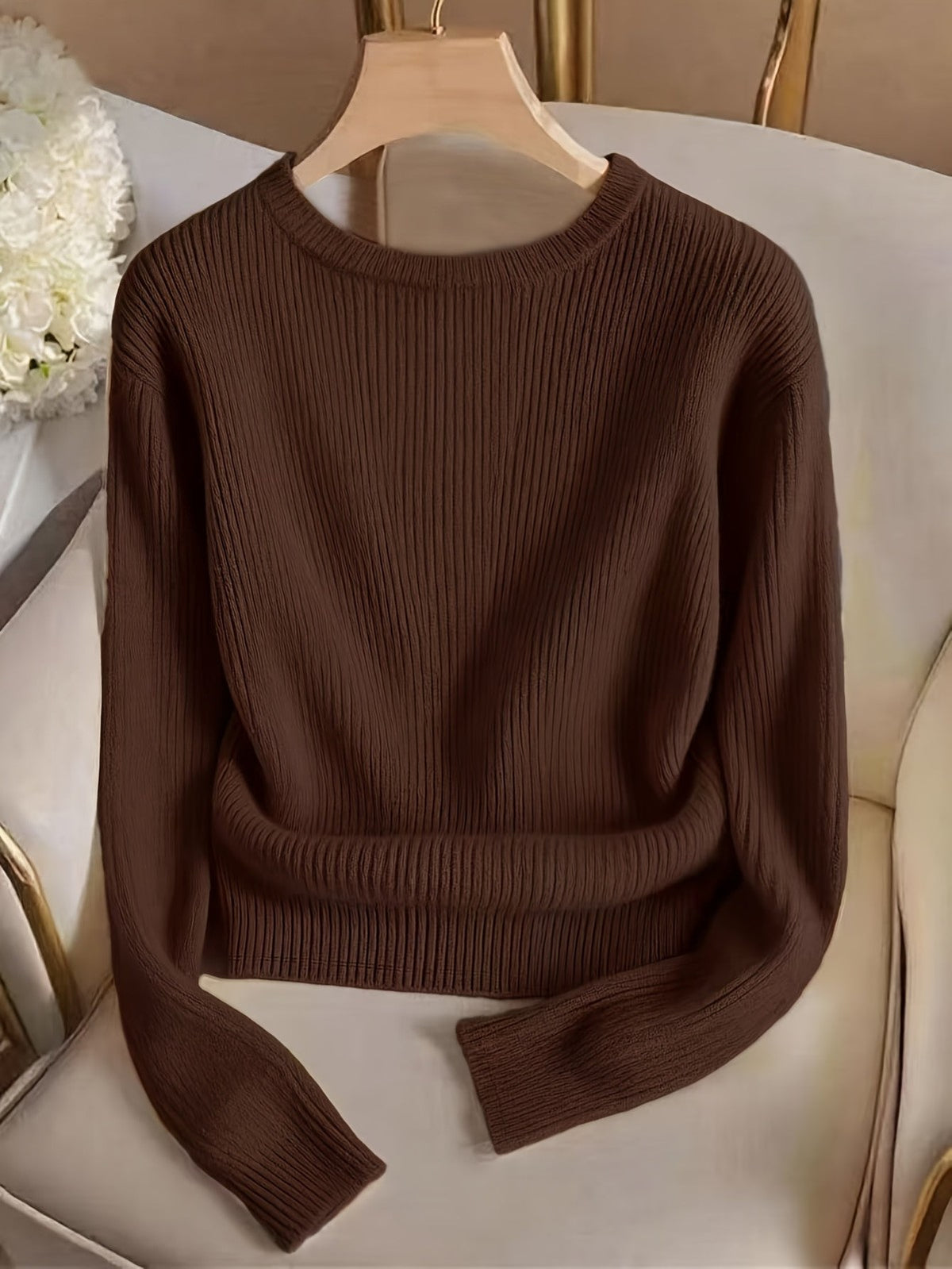 Marvela | Women's Ribbed Button-Cuff Sweater