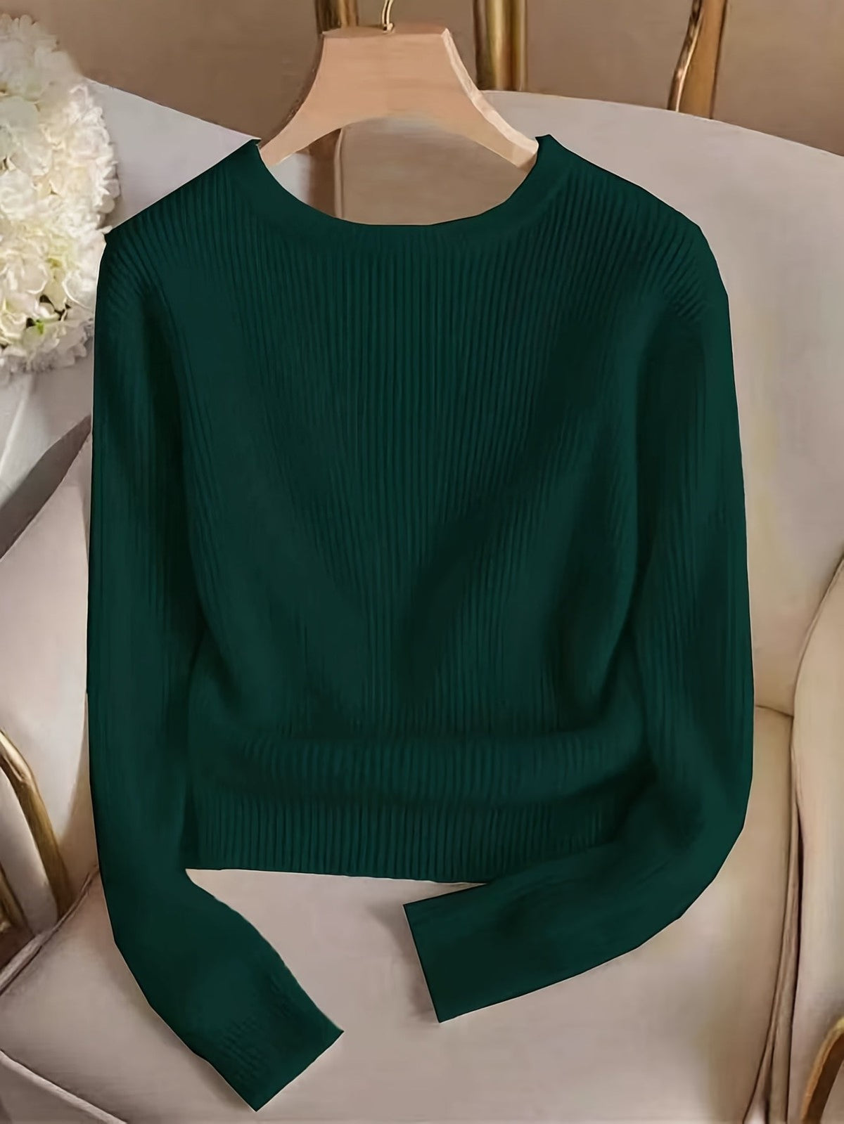 Marvela | Women's Ribbed Button-Cuff Sweater