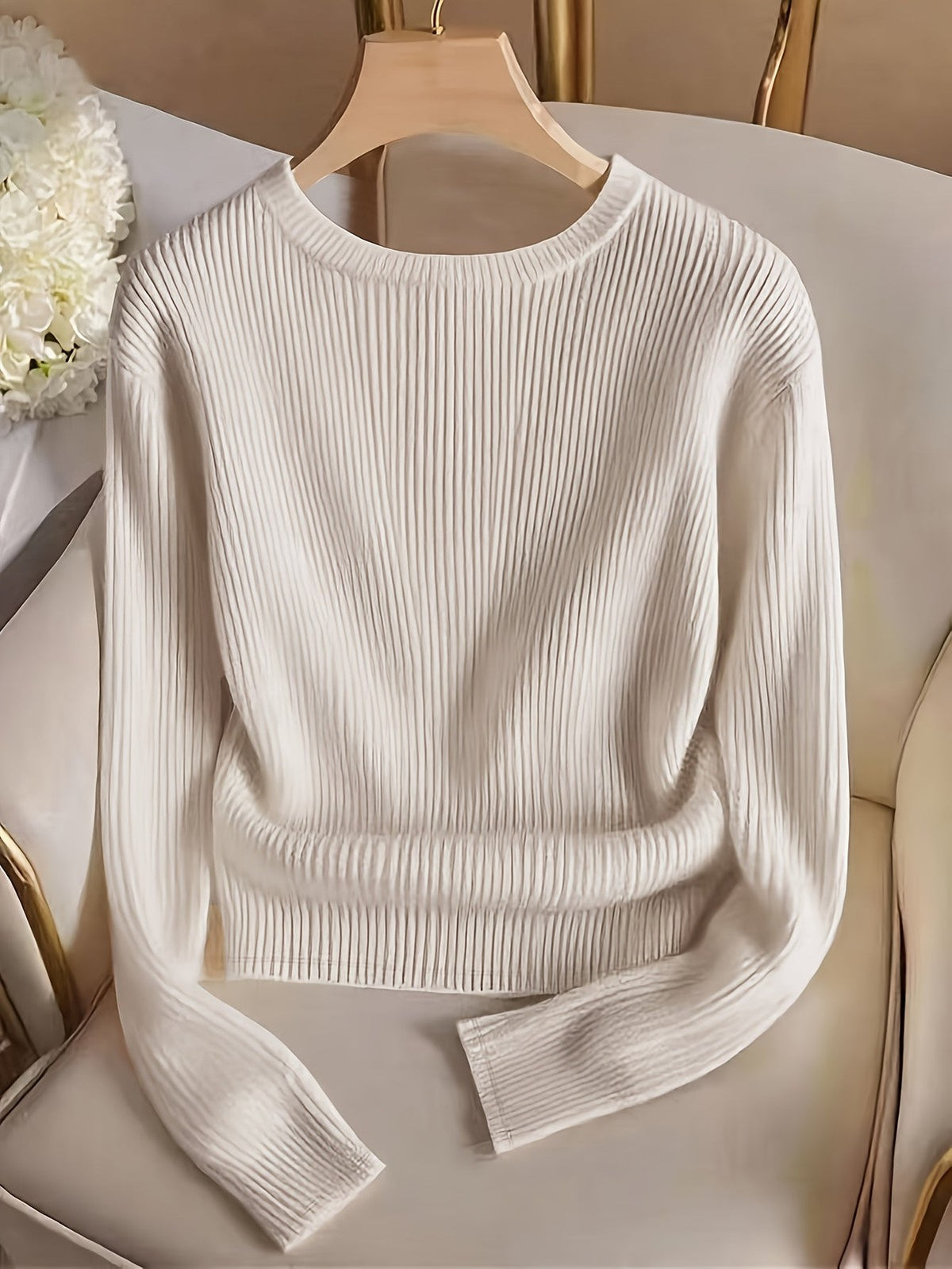 Marvela | Women's Ribbed Button-Cuff Sweater