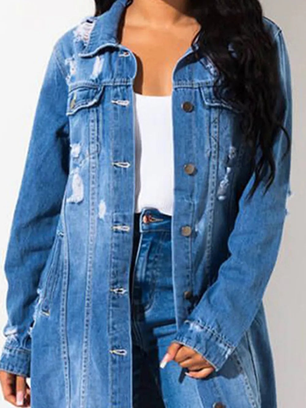 Harlan | Raw Hem Denim Jacket photo