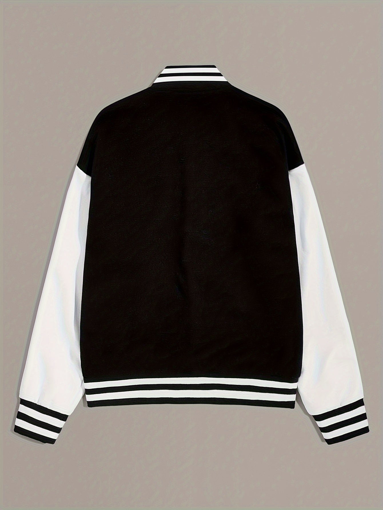 Elysia | Bomber Jacket with Striped Ribbed Cuffs and Contrast Sleeves