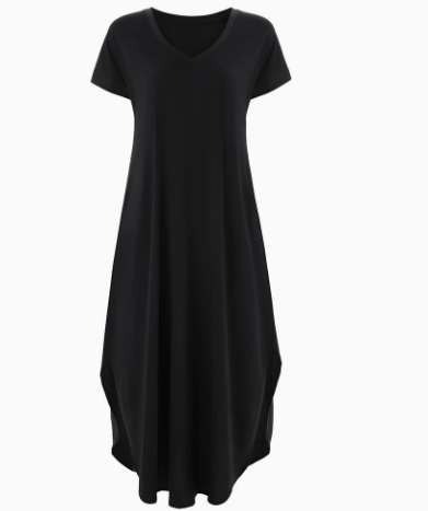 Ianira | Summer Maxi Dress with Short Sleeves and V Neck