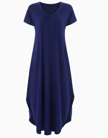 Ianira | Summer Maxi Dress with Short Sleeves and V Neck