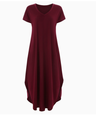 Ianira | Summer Maxi Dress with Short Sleeves and V Neck