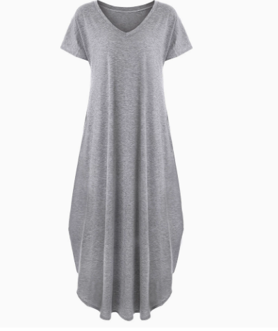 Ianira | Summer Maxi Dress with Short Sleeves and V Neck