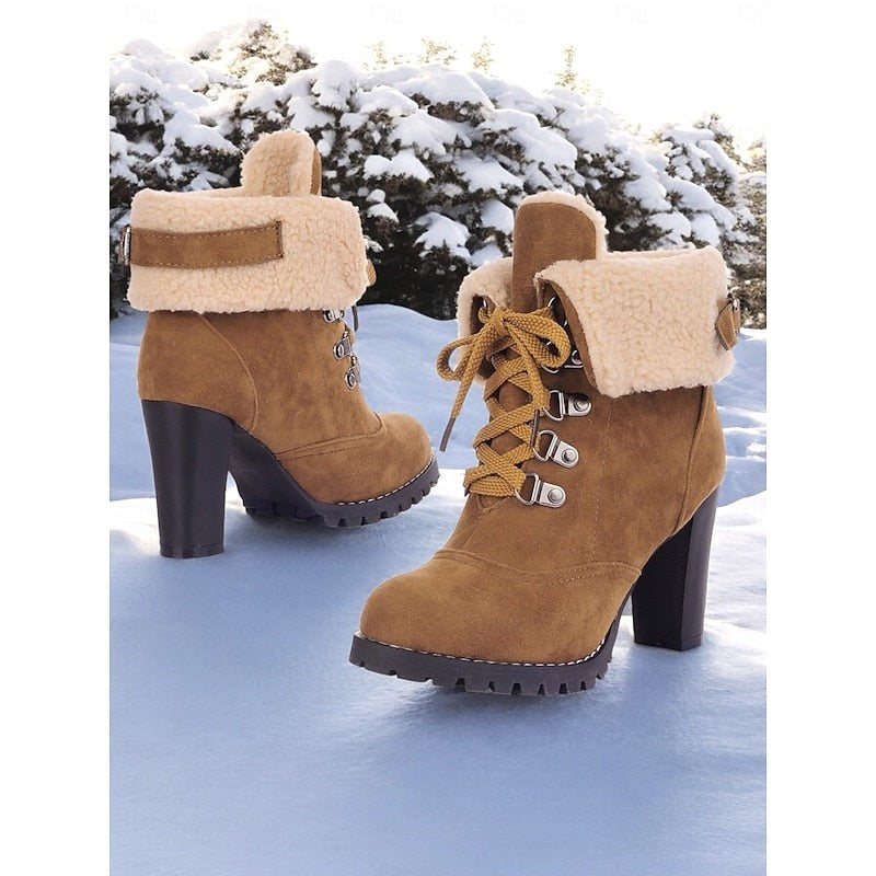 Ingram | Women's Fur-Trimmed Lace-Up Winter Boots