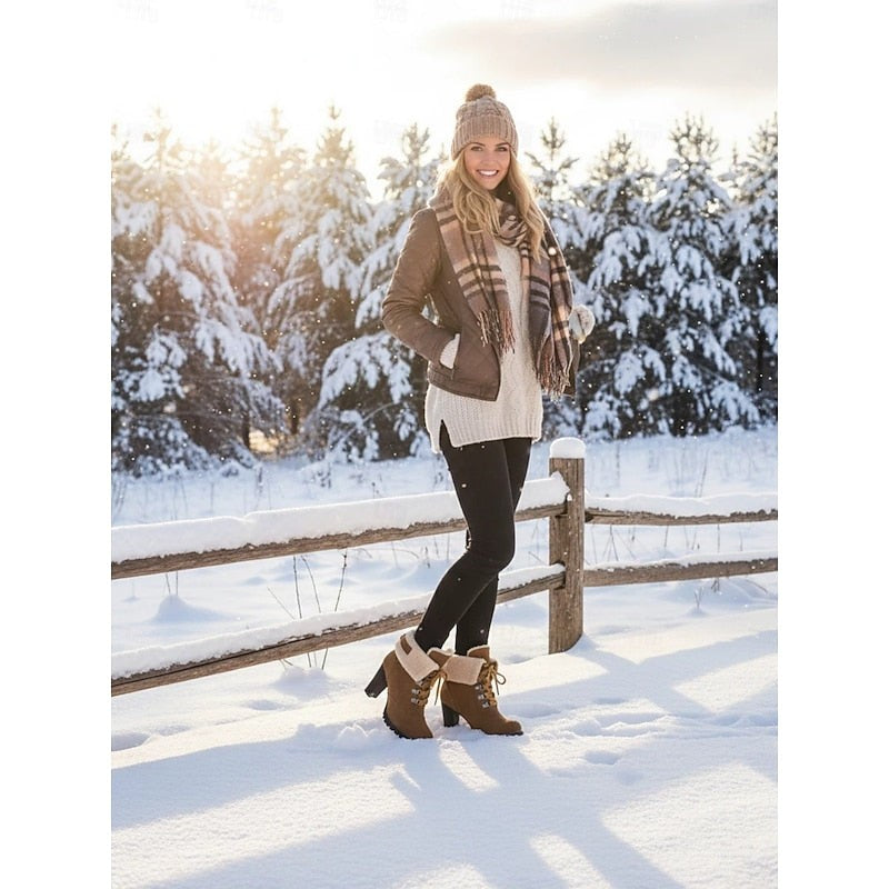 Ingram | Women's Fur-Trimmed Lace-Up Winter Boots