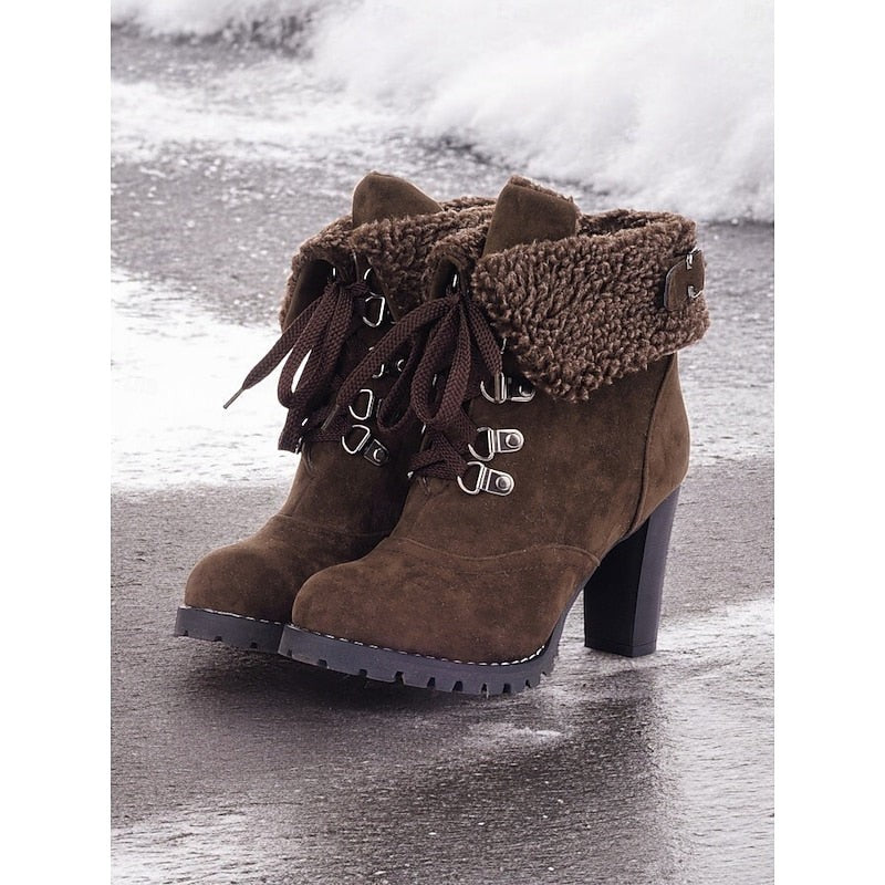 Ingram | Women's Fur-Trimmed Lace-Up Winter Boots