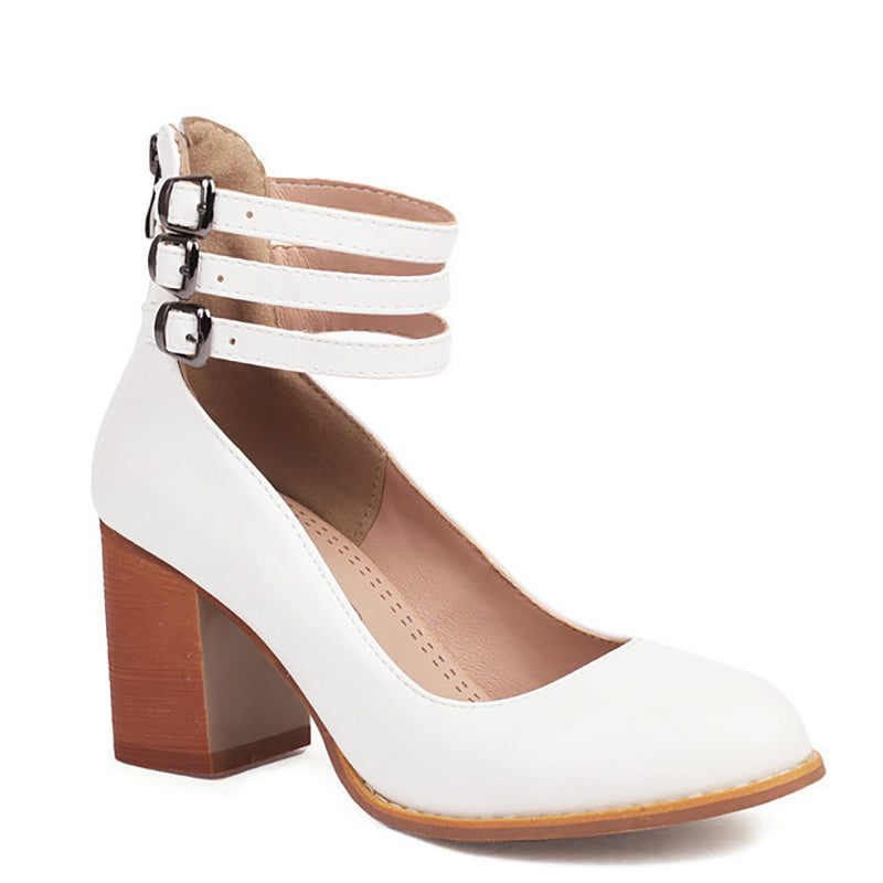Elara | Block Heel Sandals with Buckle Closure and Ankle Strap