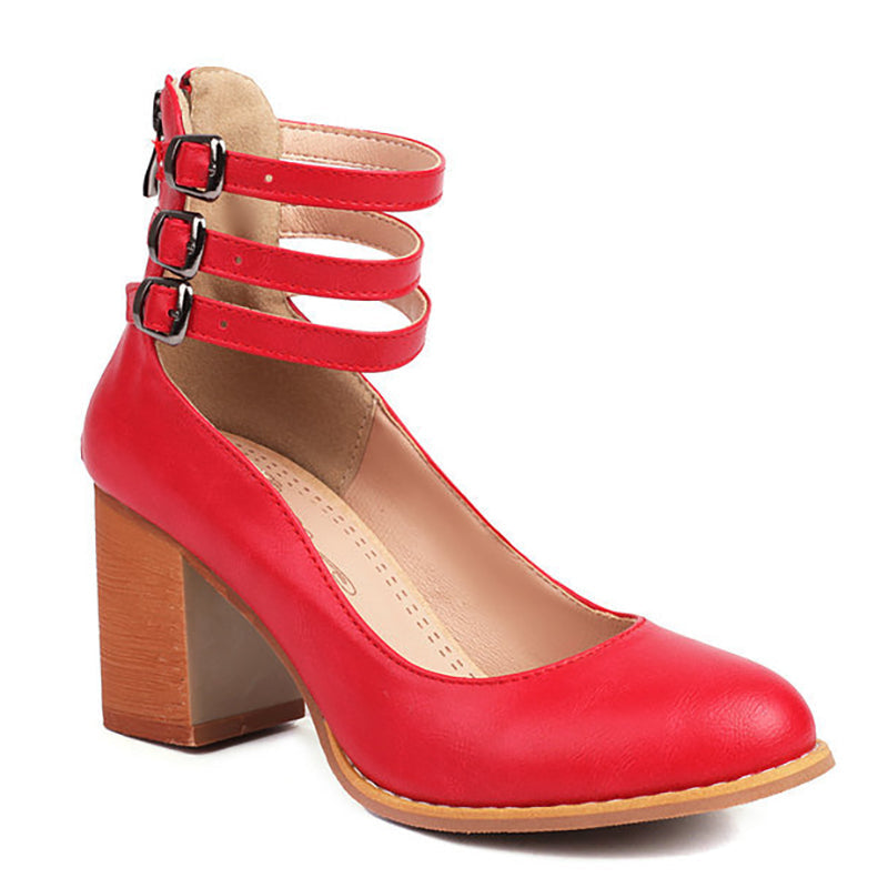 Elara | Block Heel Sandals with Buckle Closure and Ankle Strap