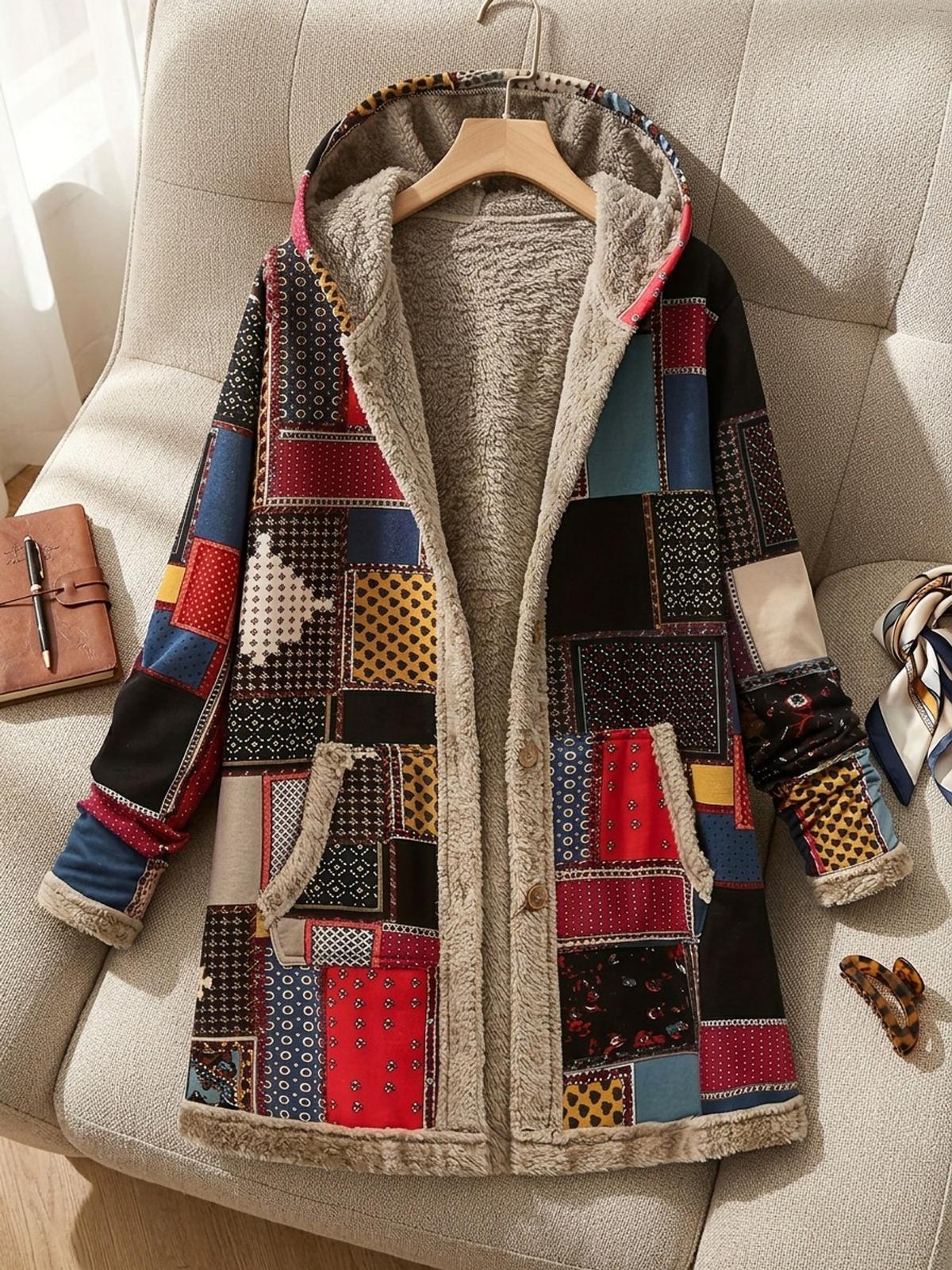Iris | Women's Patchwork Hooded Jacket for Winter