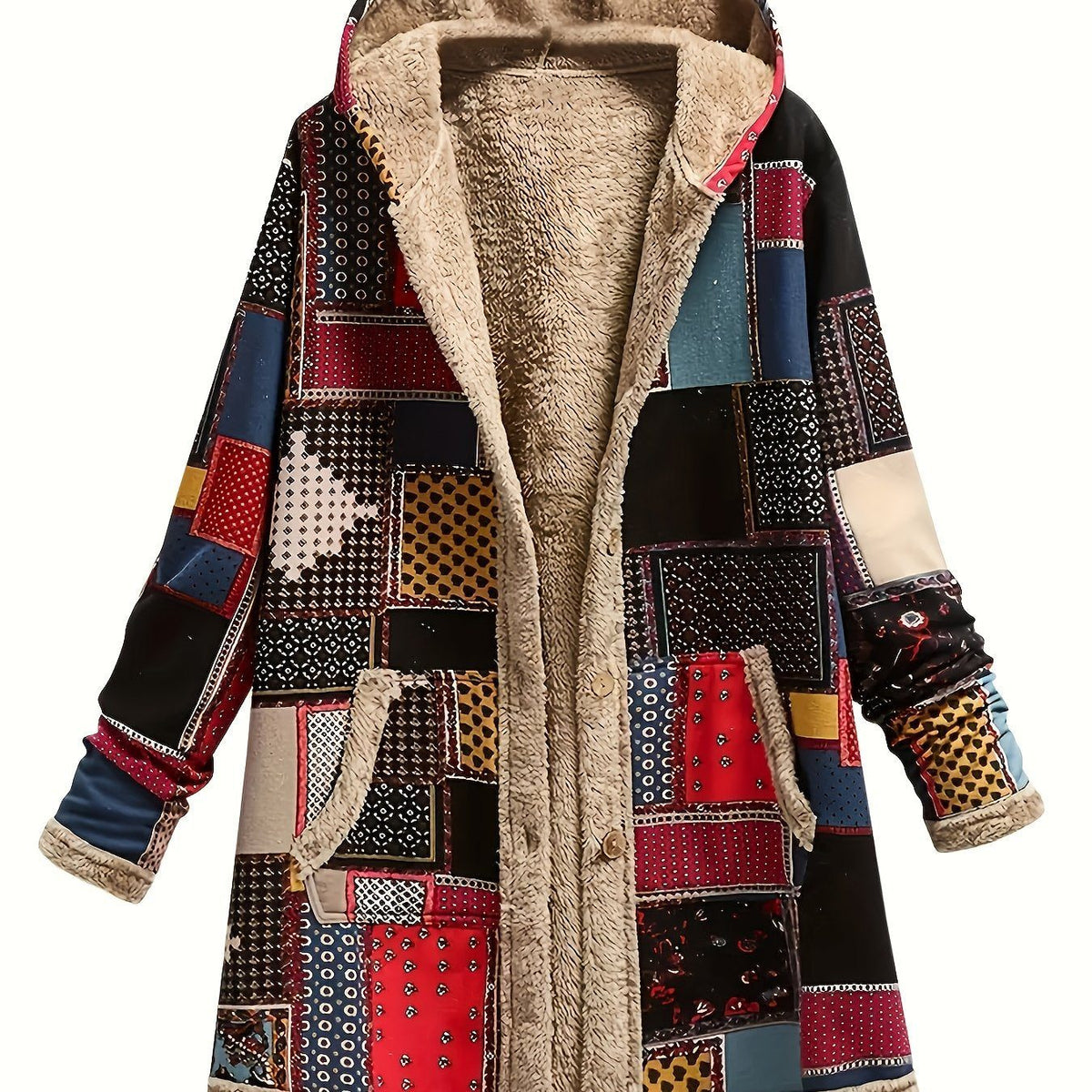 Iris | Women's Patchwork Hooded Jacket for Winter