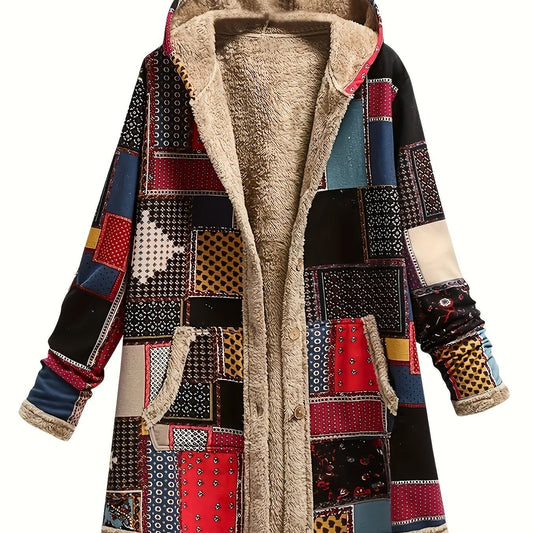 Iris | Women's Patchwork Hooded Jacket for Winter