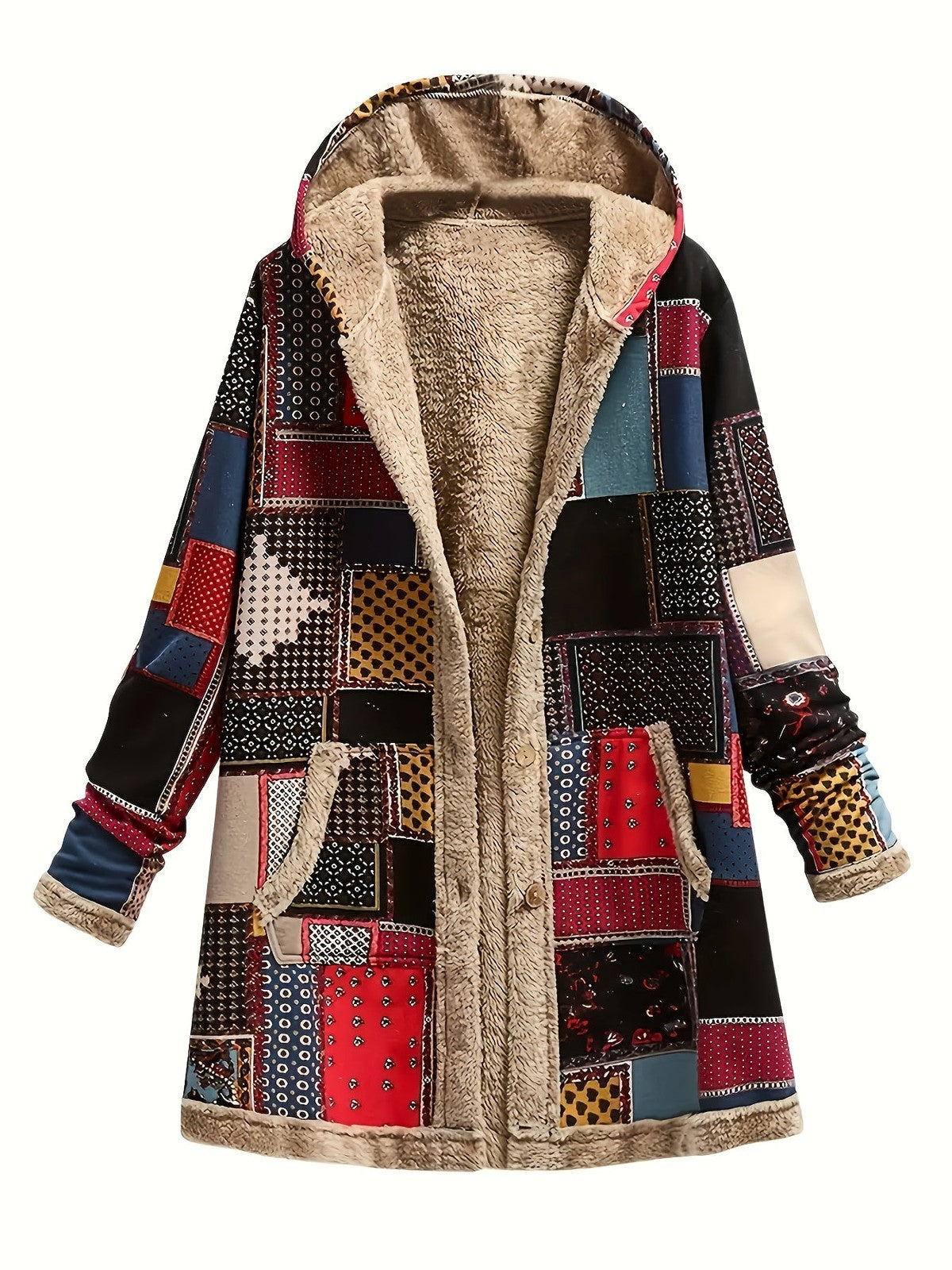 Iris | Women's Patchwork Hooded Jacket for Winter