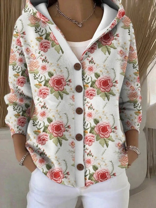 Jenna | Women's Elegant Button Hooded Sweater