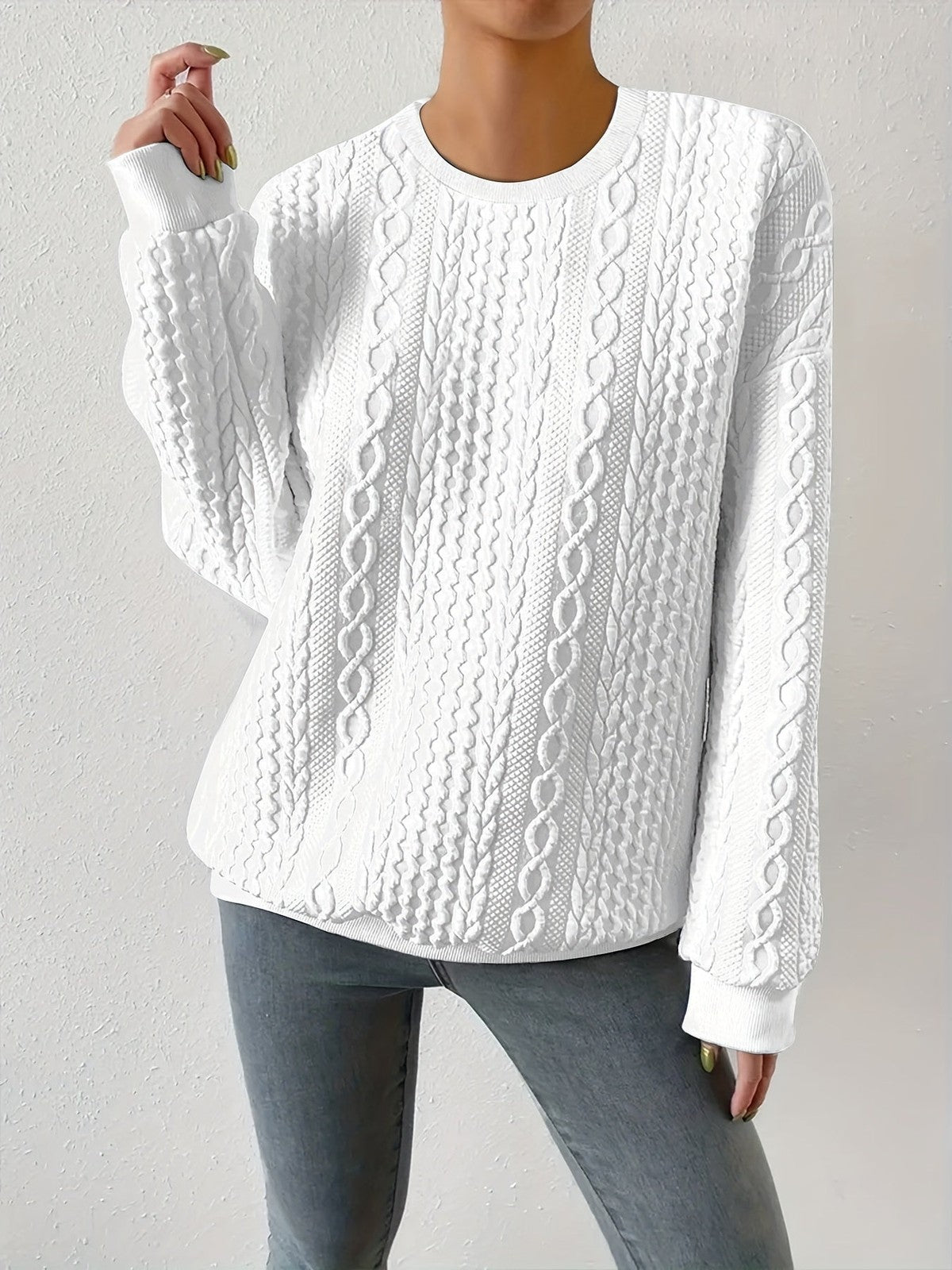 Henrietta | Women's Textured Cable-Knit Sweatshirt