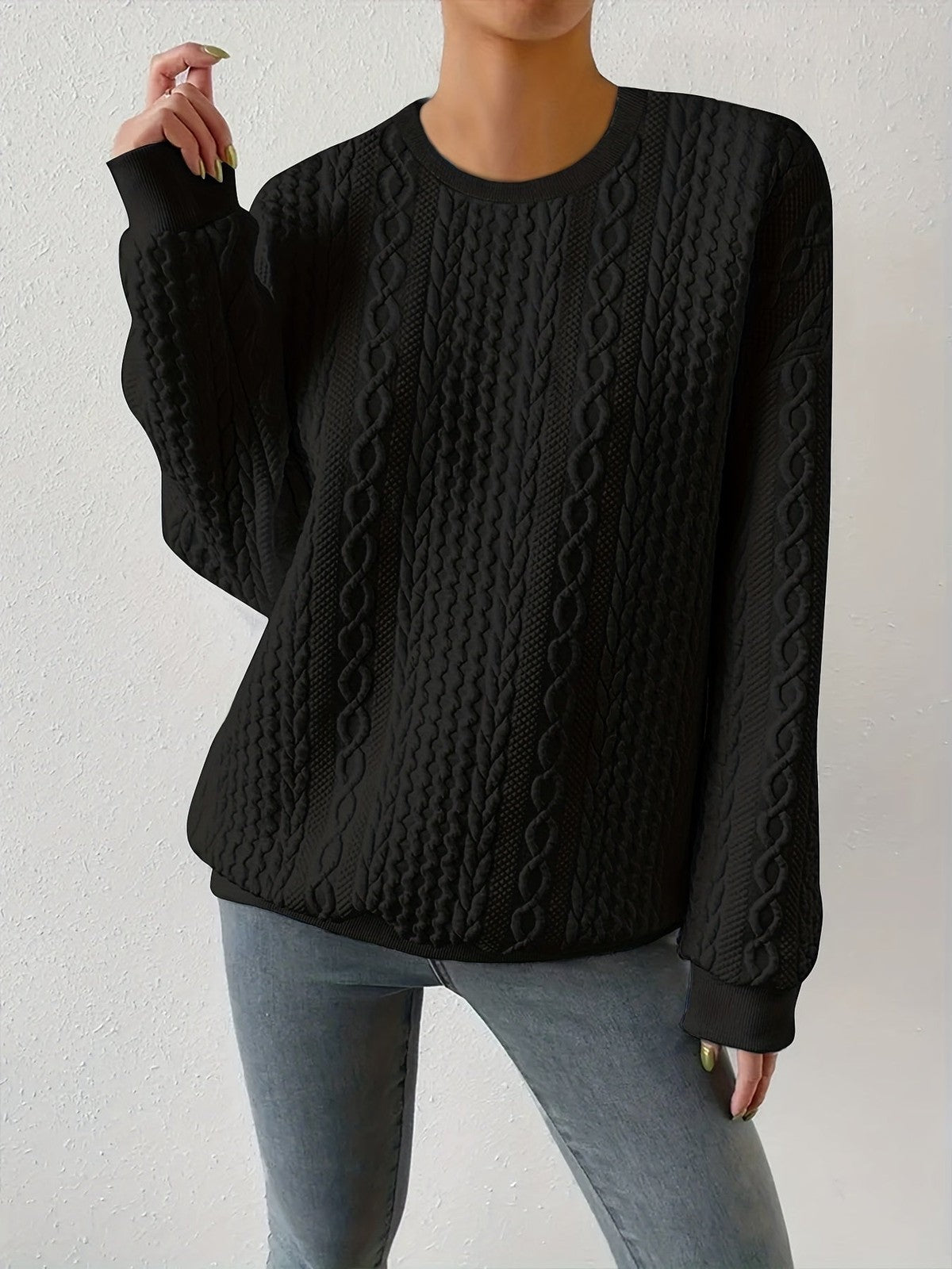 Henrietta | Women's Textured Cable-Knit Sweatshirt