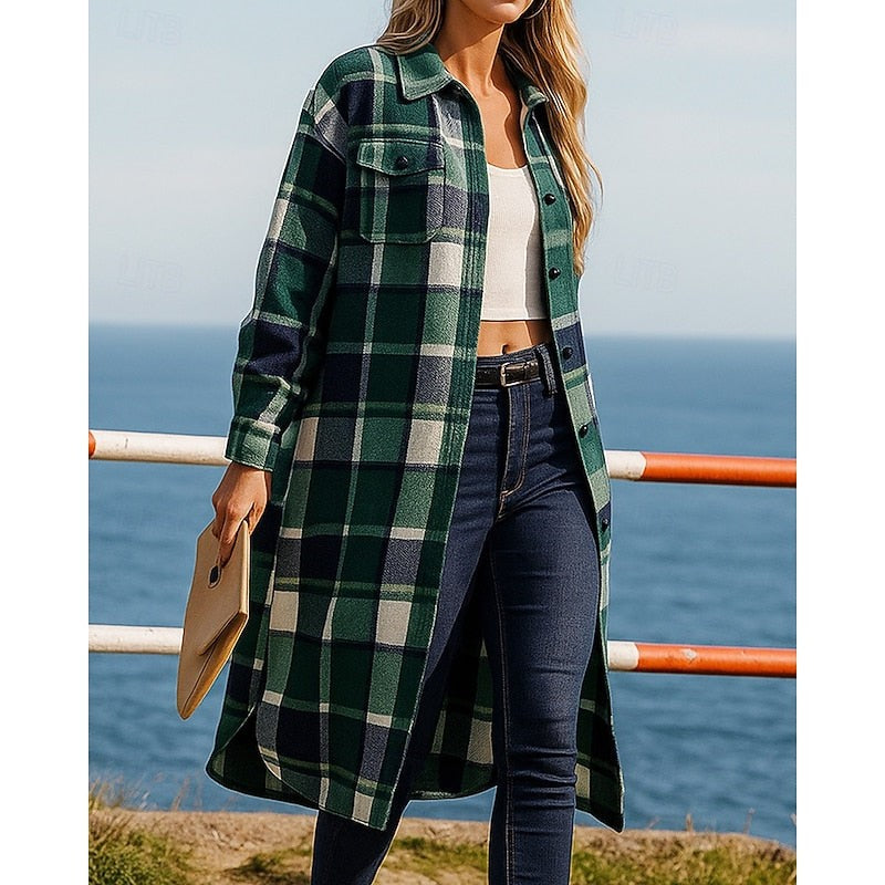 Permelia | Women's Longline Checked Coat