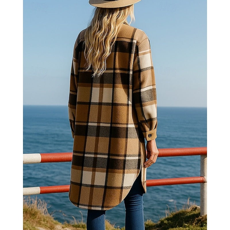 Permelia | Women's Longline Checked Coat