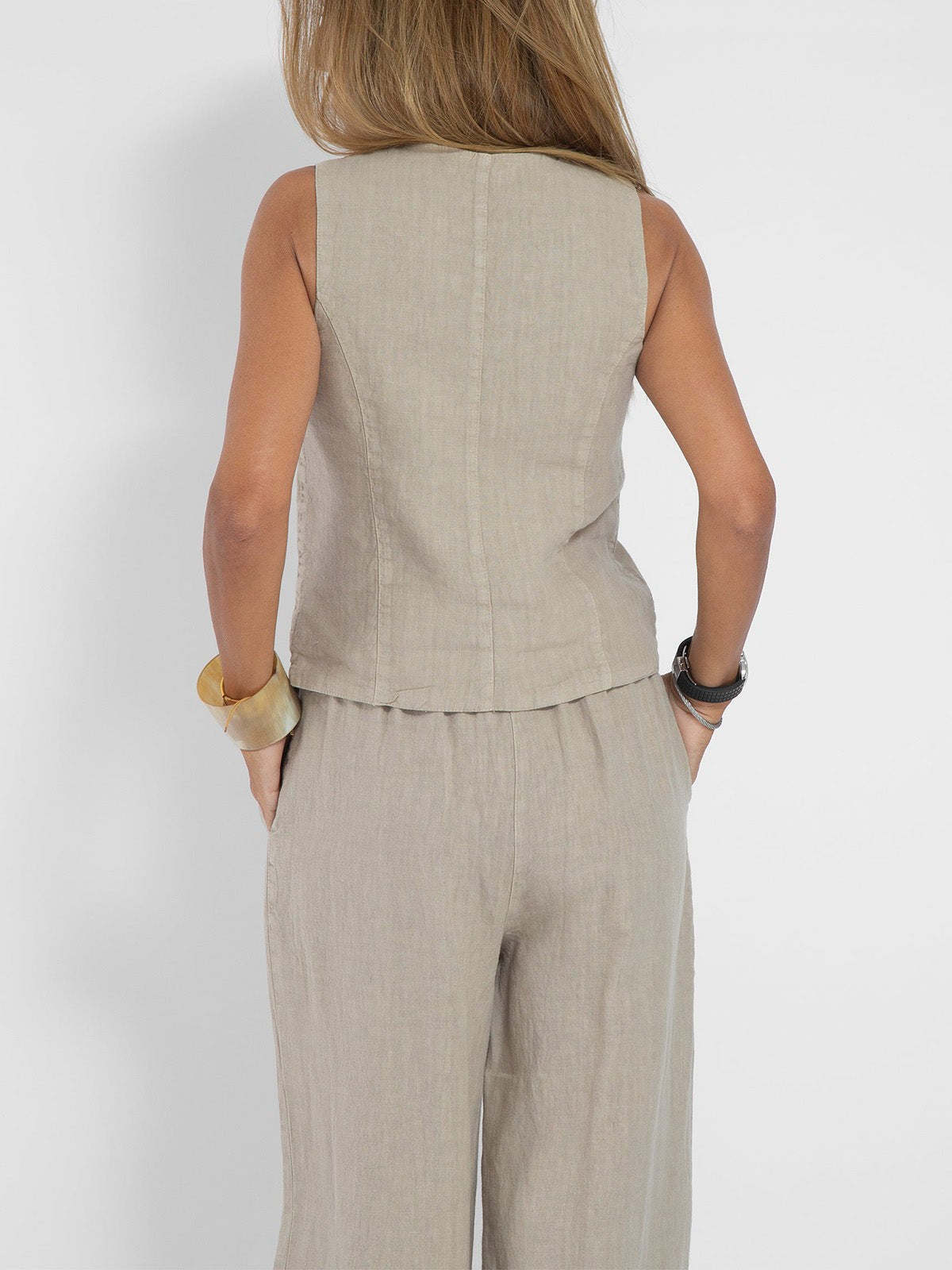Lauren | Women's Sleeveless V-Neck Vest & Wide-Leg Pants Set
