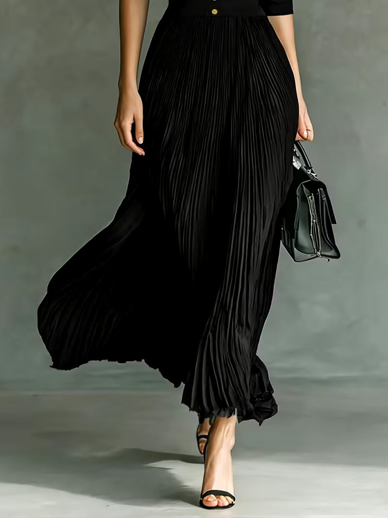 Shailene | Dressy Maxi Dress with Pleated Skirt and Lapel Collar