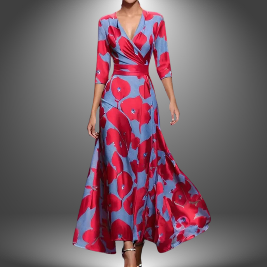 Leora | Flattering V-Neck Boho Maxi Dress