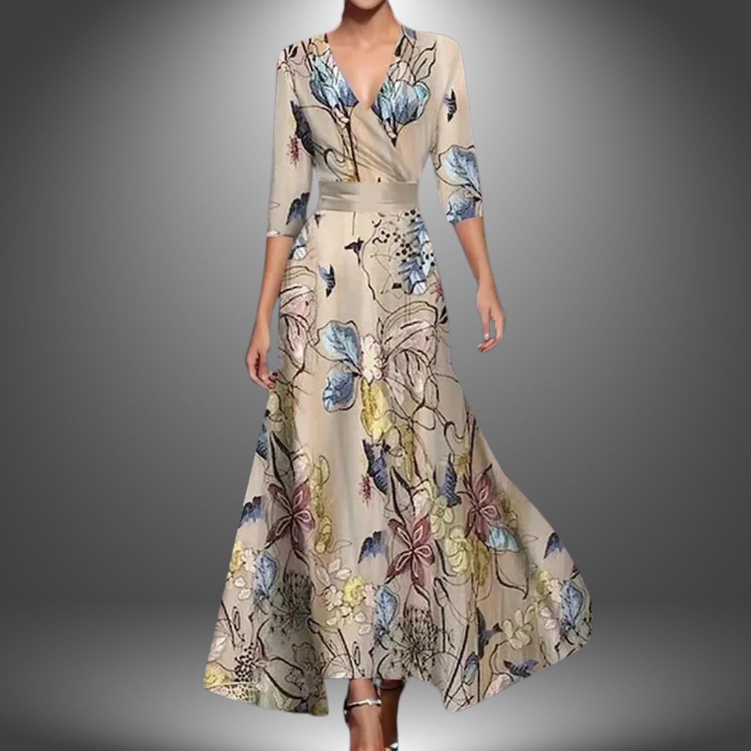 Leora | Flattering V-Neck Boho Maxi Dress