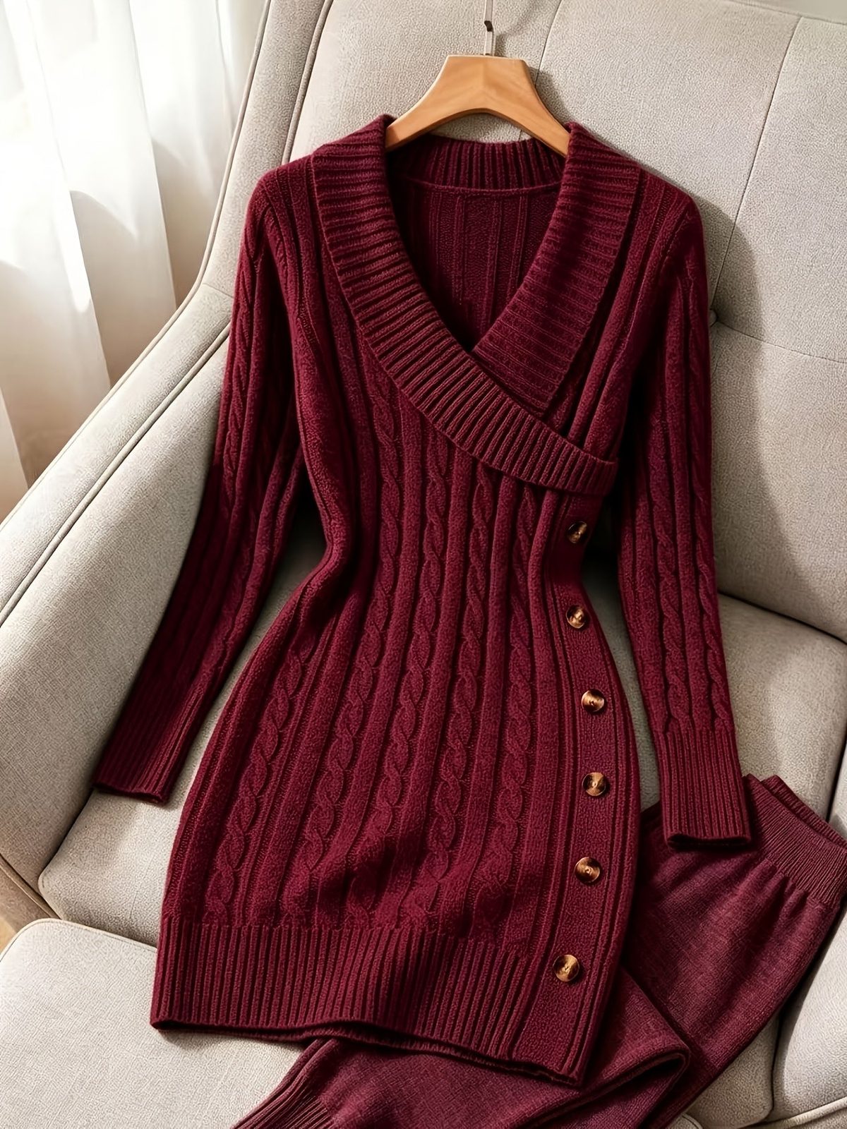 Loretta | Women's Cable-Knit Halloween V-Neck Dress