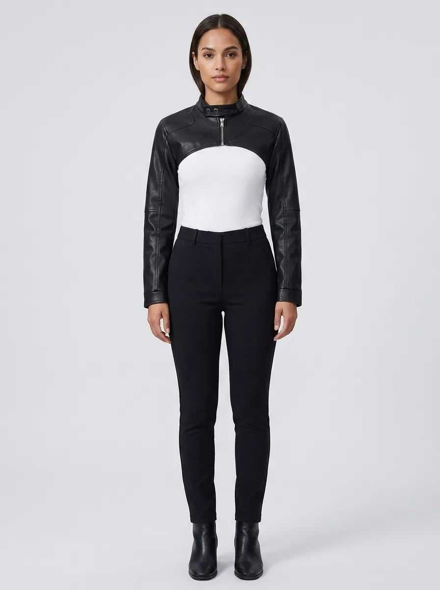 Lucille | Front-Zip Leather Bolero Jacket photo