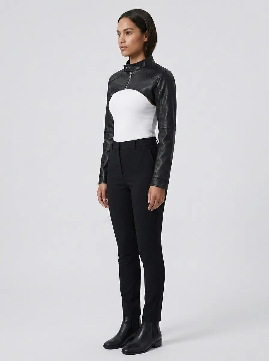 Lucille | Front-Zip Leather Bolero Jacket photo