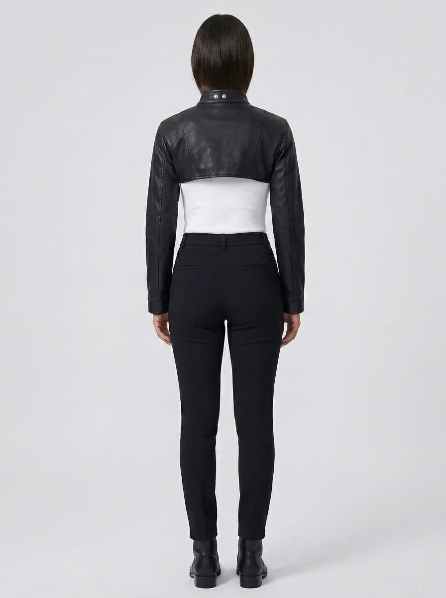 Lucille | Front-Zip Leather Bolero Jacket photo