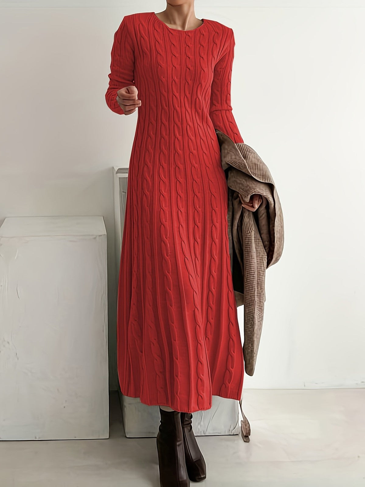 Branwell | Women's Cable-Knit Maxi Dress