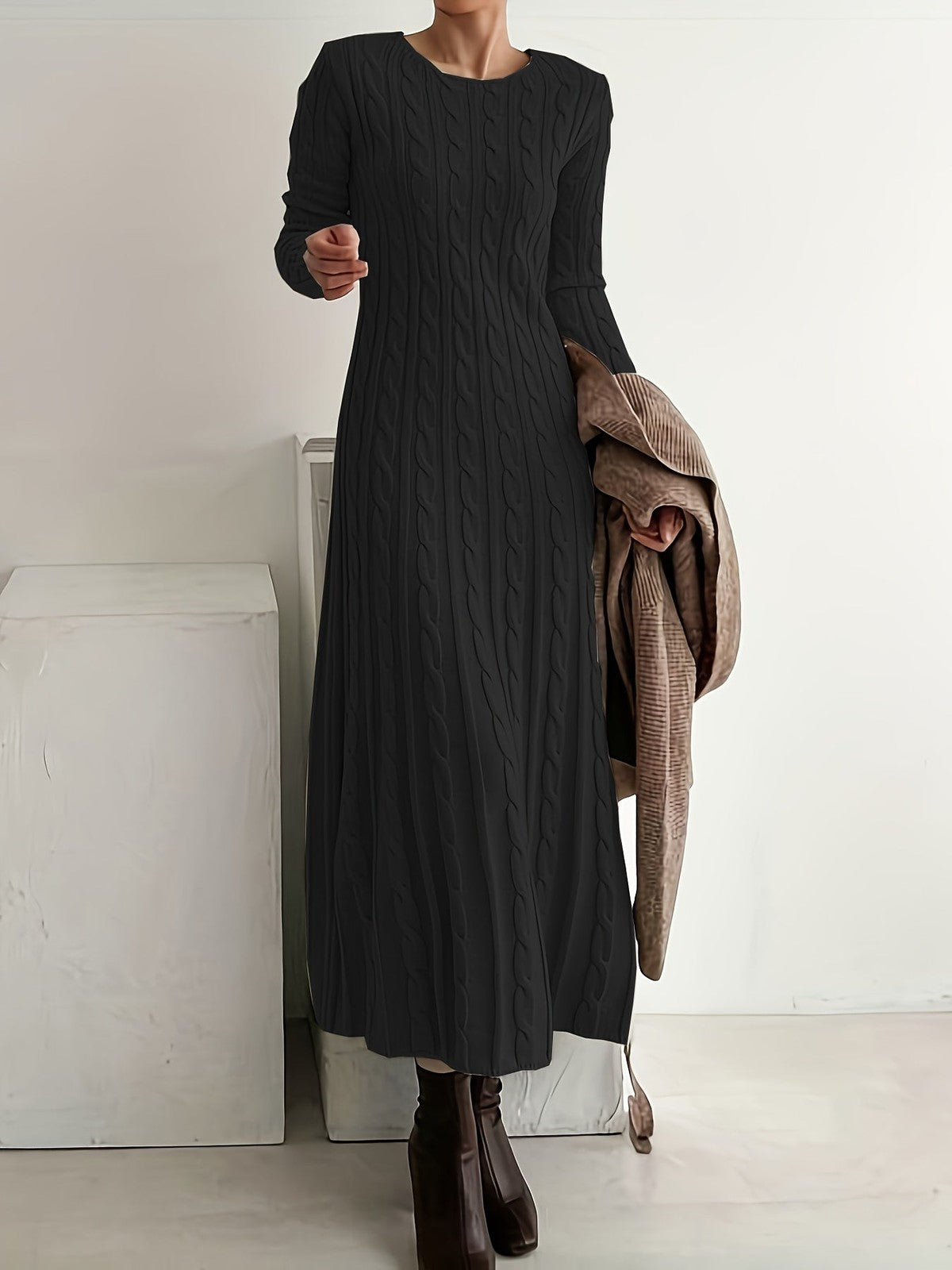 Branwell | Women's Cable-Knit Maxi Dress