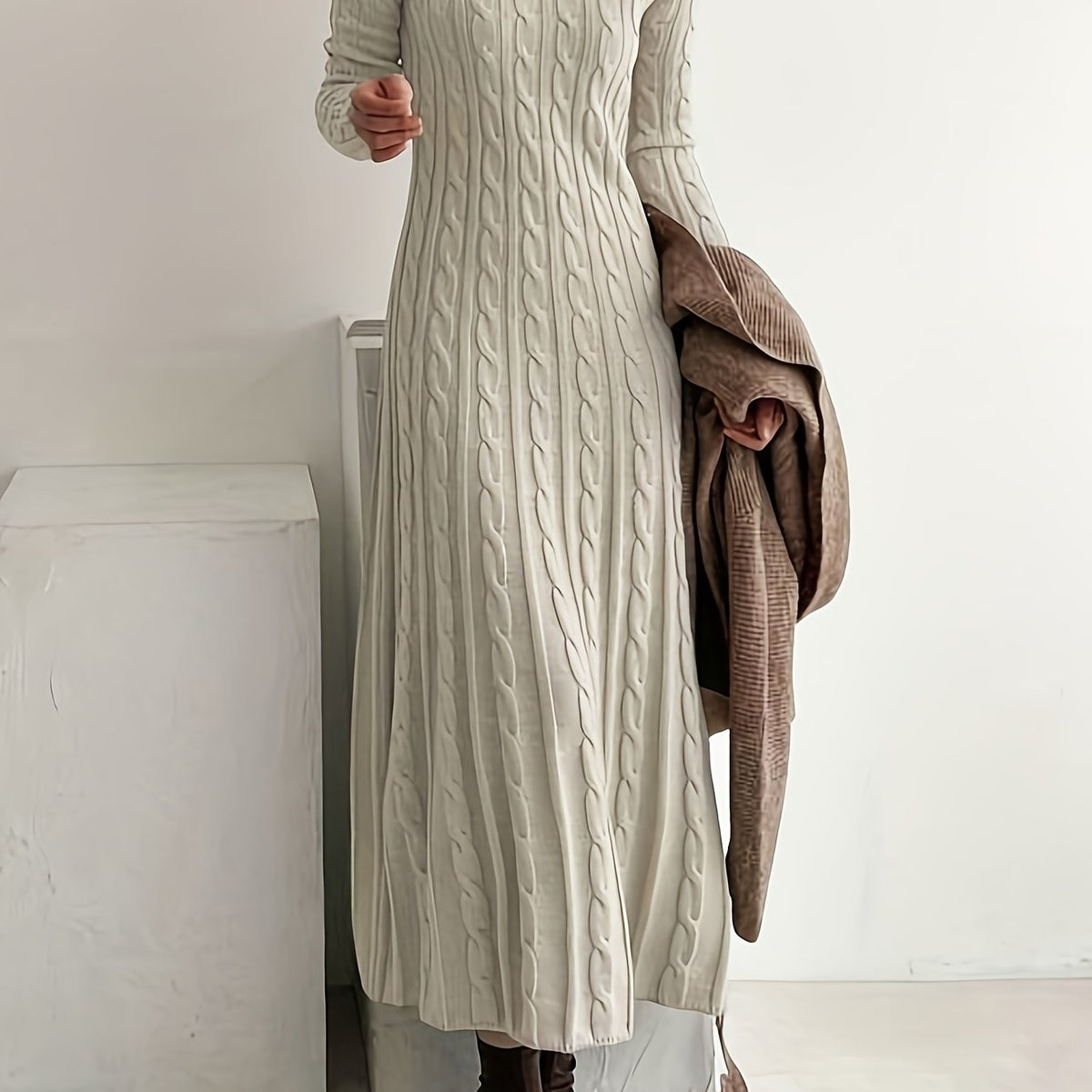 Branwell | Women's Cable-Knit Maxi Dress