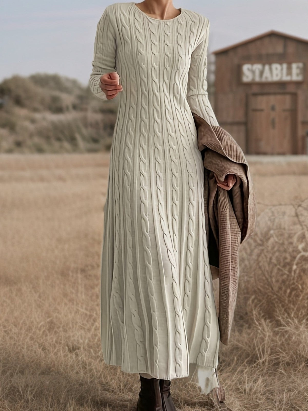 Branwell | Women's Cable-Knit Maxi Dress
