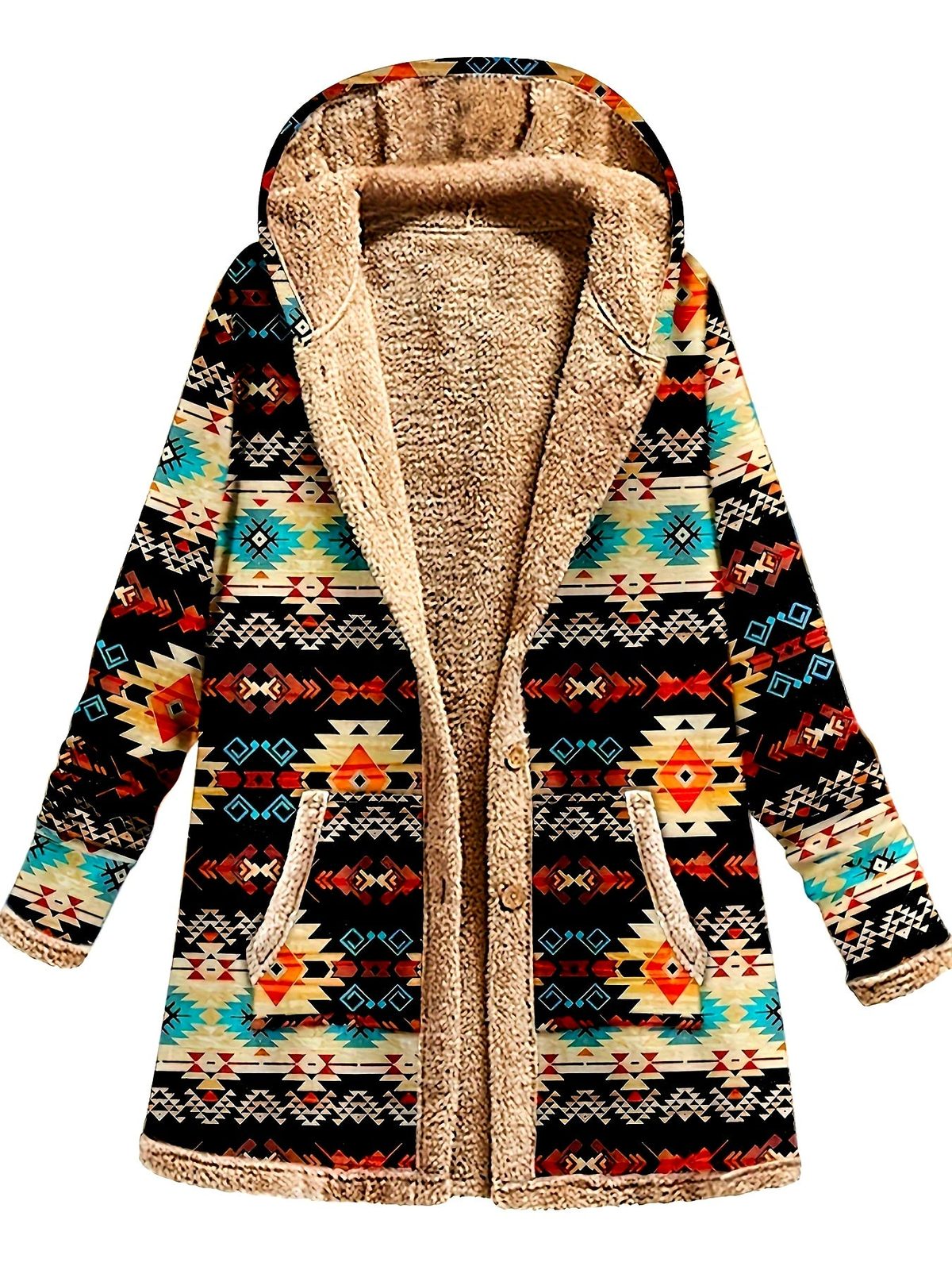 Mabel | Women's Cozy Patterned Hooded Coat