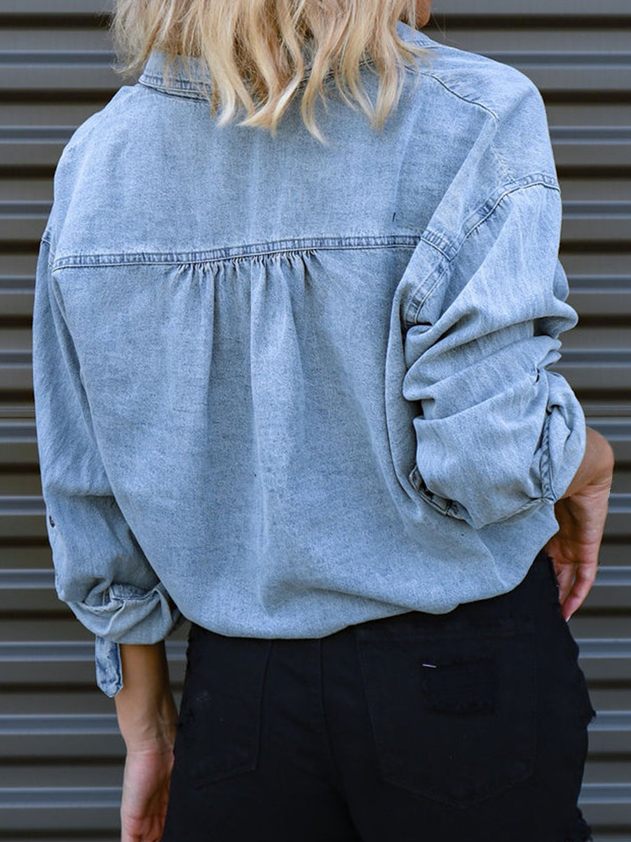 Marcy | Tie-Detail Denim Top photo