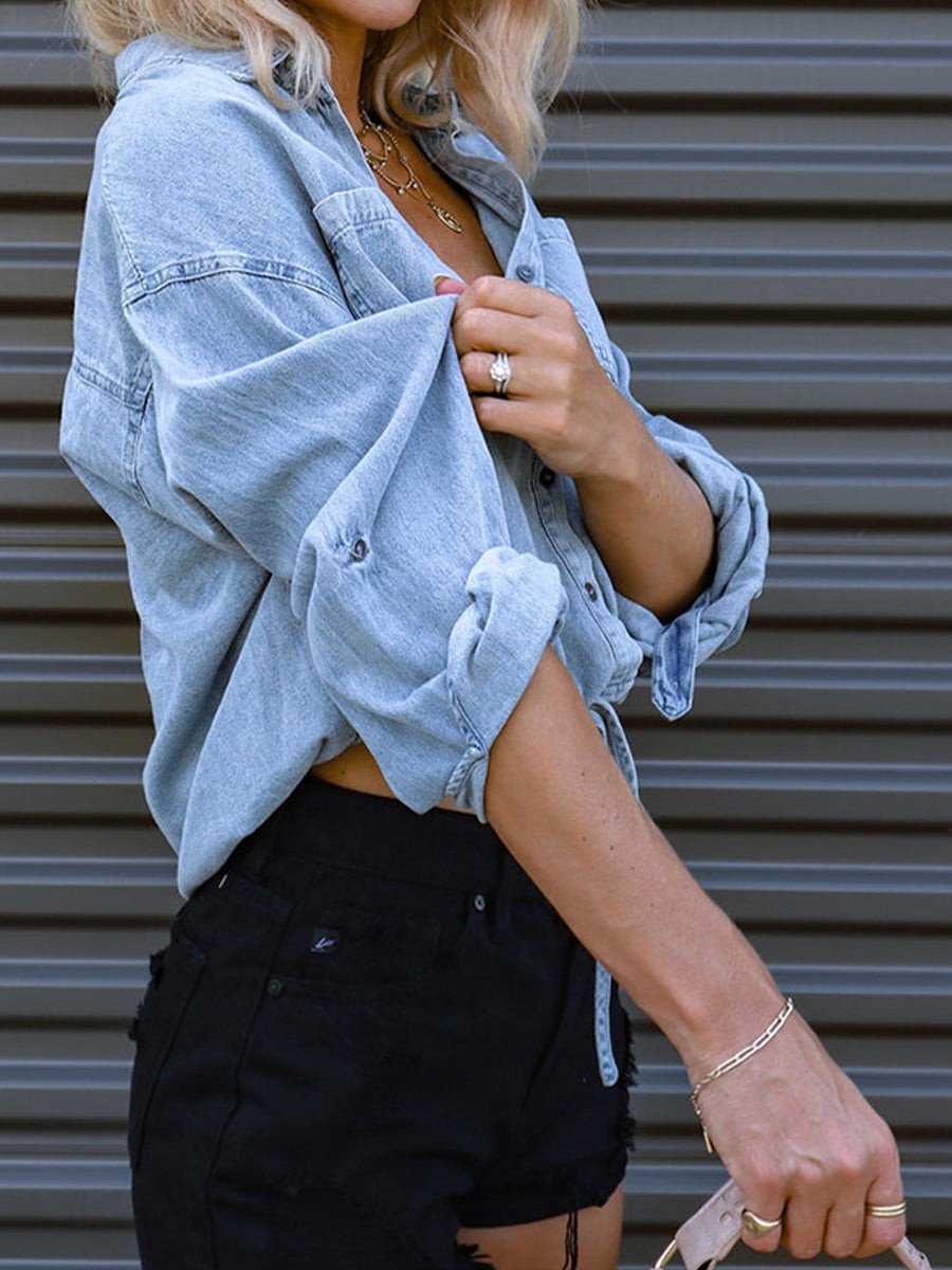 Marcy | Tie-Detail Denim Top photo