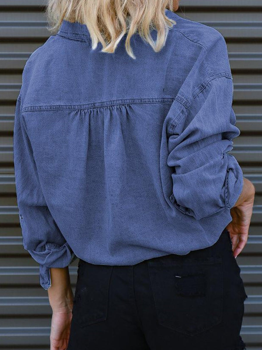 Marcy | Tie-Detail Denim Top photo
