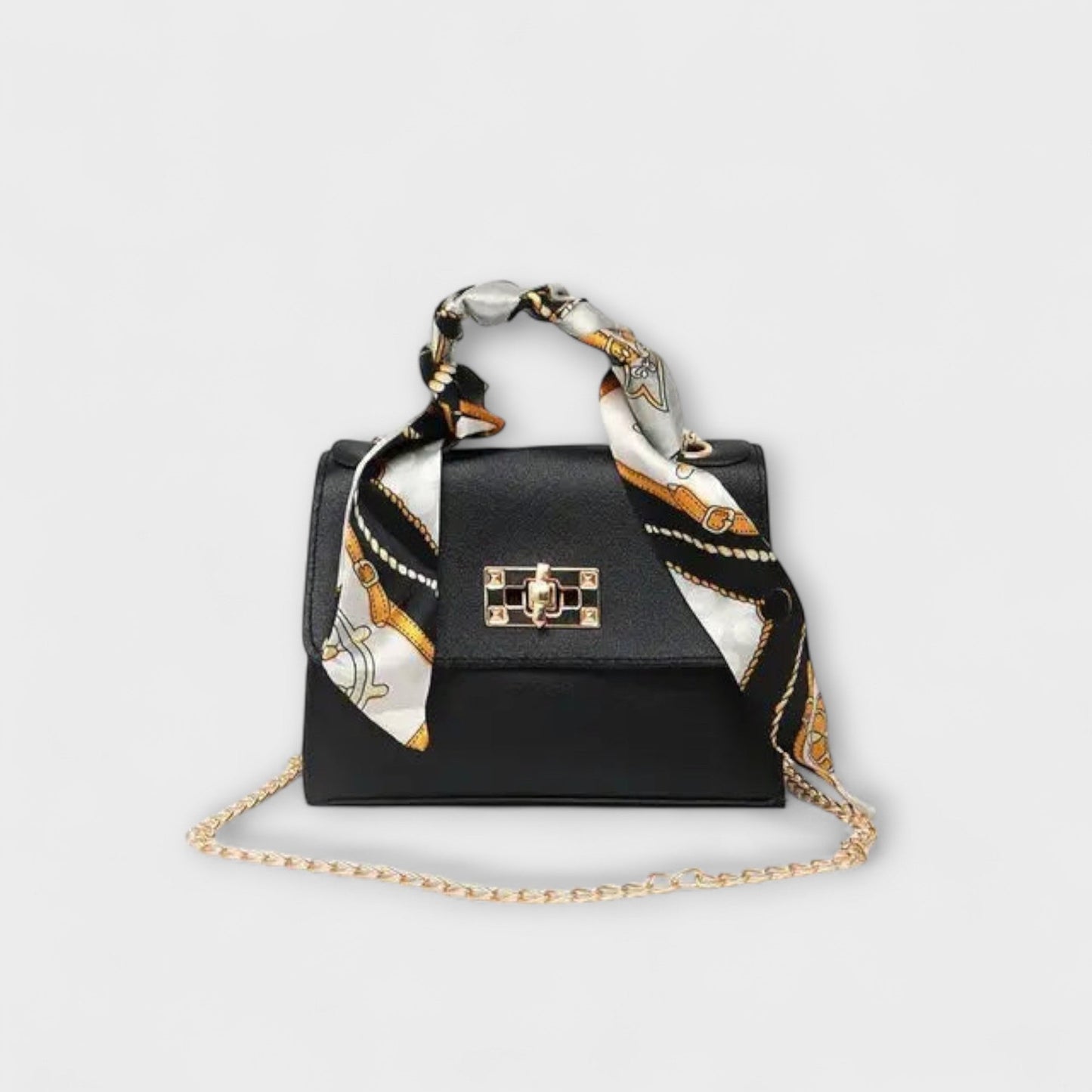 Celandine | Handbag with Chain Strap and Scarf Accent