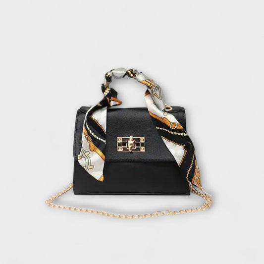 Celandine | Handbag with Chain Strap and Scarf Accent