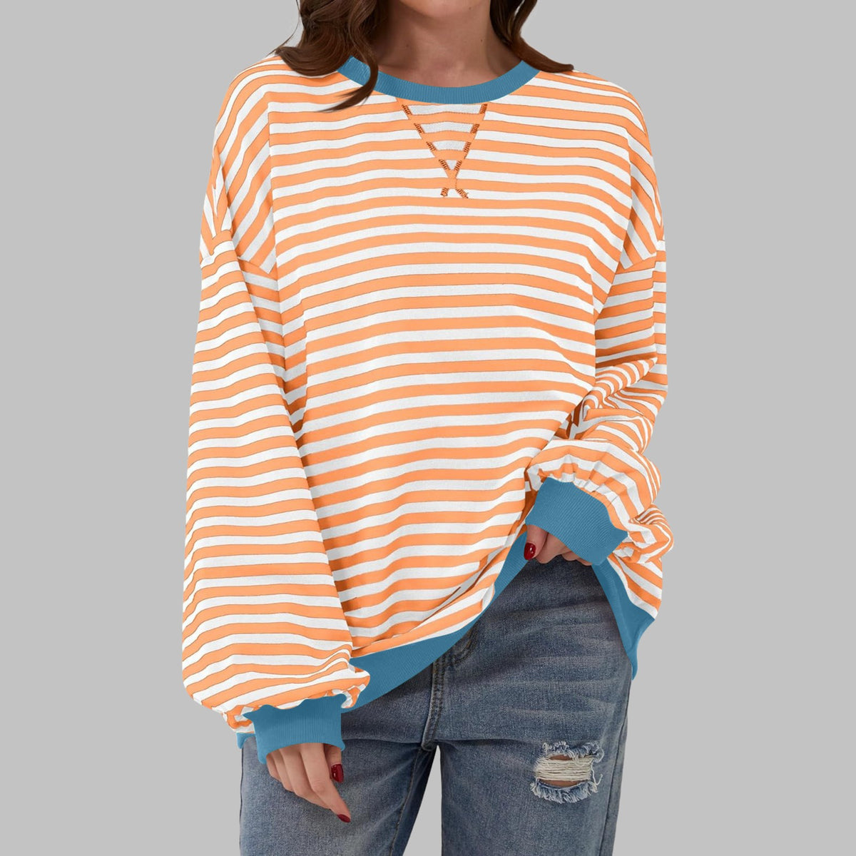 Margaret | Women's Casual Long Sleeve Striped Sweatshirt