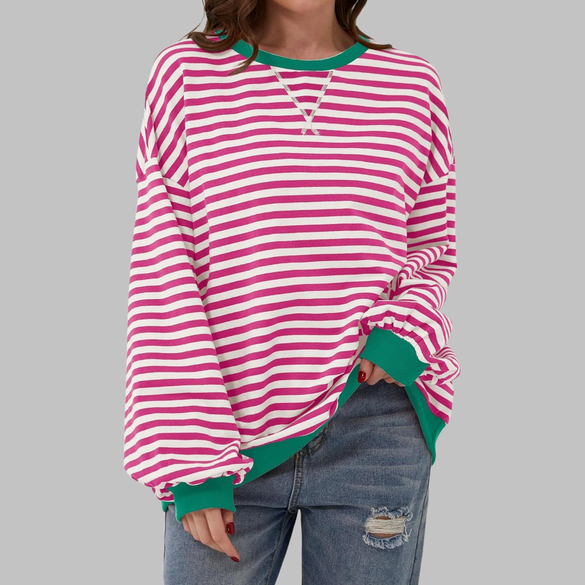 Margaret | Women's Casual Long Sleeve Striped Sweatshirt