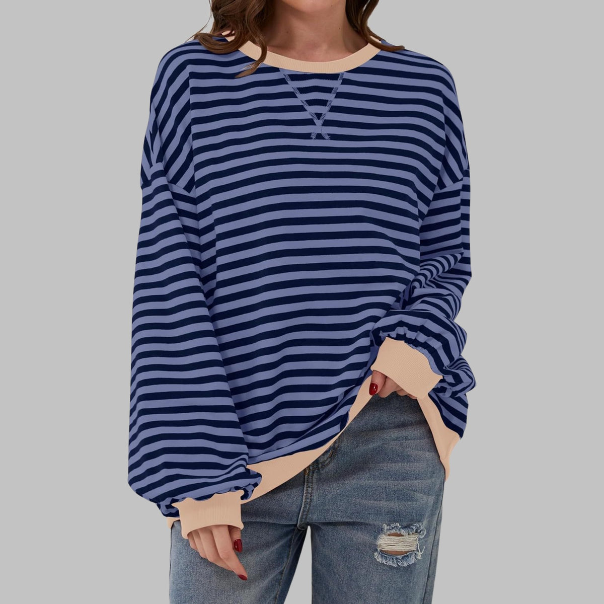 Margaret | Women's Casual Long Sleeve Striped Sweatshirt