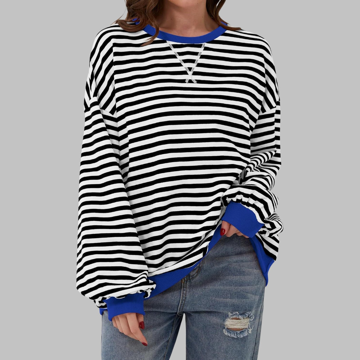 Margaret | Women's Casual Long Sleeve Striped Sweatshirt
