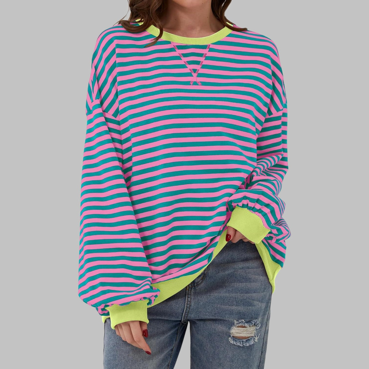 Margaret | Women's Casual Long Sleeve Striped Sweatshirt