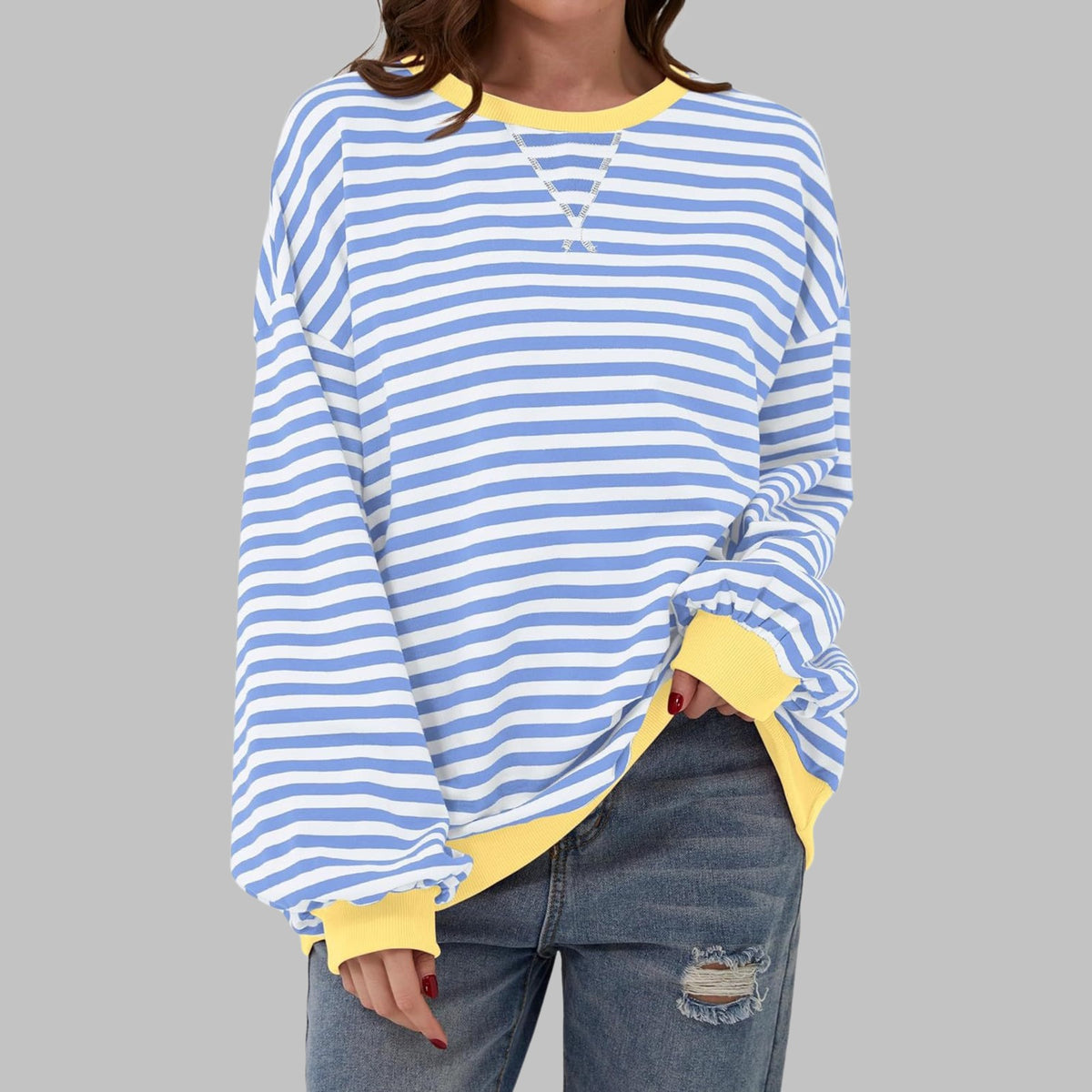 Margaret | Women's Casual Long Sleeve Striped Sweatshirt