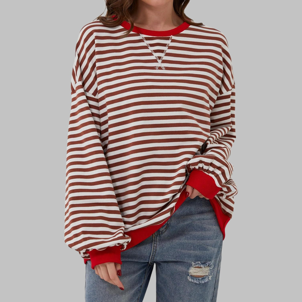 Margaret | Women's Casual Long Sleeve Striped Sweatshirt